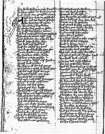 Anfang des Helmbrecht (Handschrift B, 1475)
