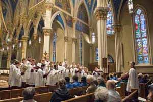 The choir performs the Vespers Concert in the Basilica.