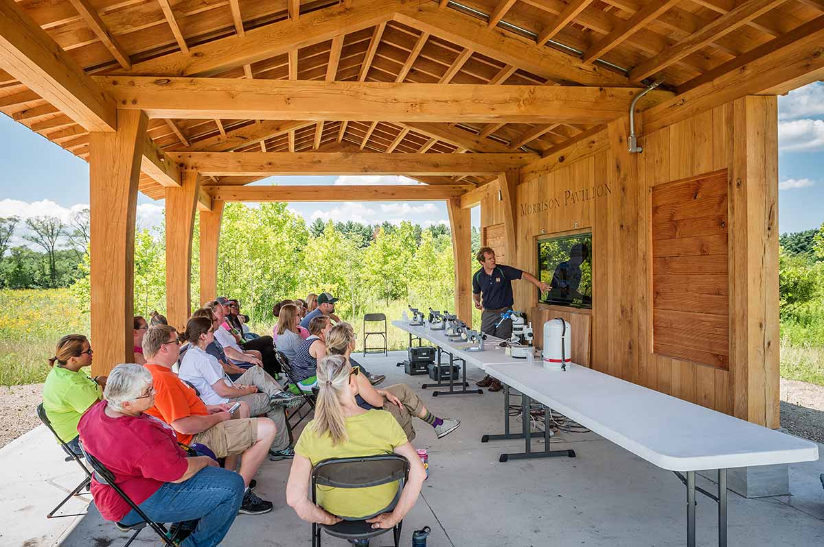 Assistant Director of ND-LEEF, Brett Peters, leads a community learning opportunity at the Morrison Family Education and Outreach Pavilion.