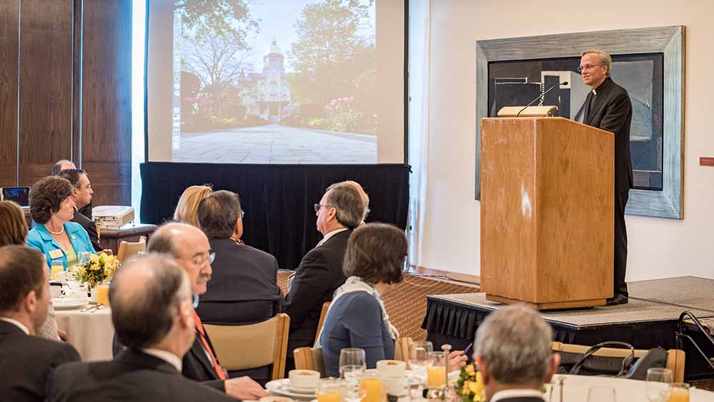 Rev. John I. Jenkins, C.S.C., speaking in Mexico City at a meeting of business and university leaders.