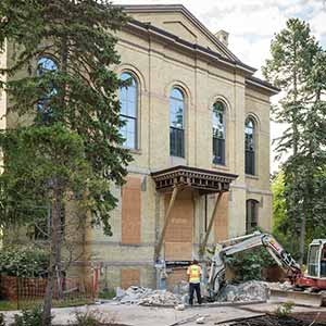 May 27, 2016; Construction work on renovating and updating the west entrance to LaFortune Student Center. (Photo by Matt Cashore/University of Notre Dame)