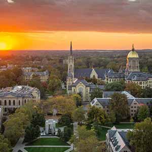 October 22, 2016; Campus at sunset. (Photo by Barbara Johnston/University of Notre Dame)