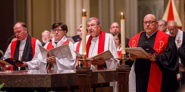 Leaders from four Christian denominations preside over the ecumenical prayer service