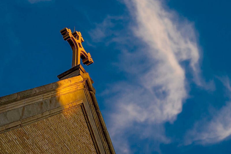 Ornamental cross on the Basilica of the Sacred heart. Photo by Matt Cashore/University of Notre Dame.