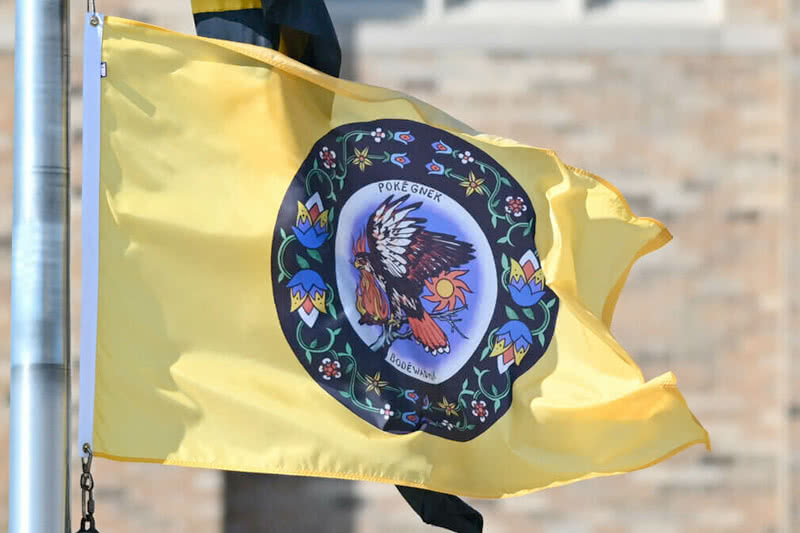 Pokagon flag waiving in the wind