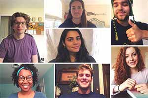 Seven individual portraits of students via Zoom.
