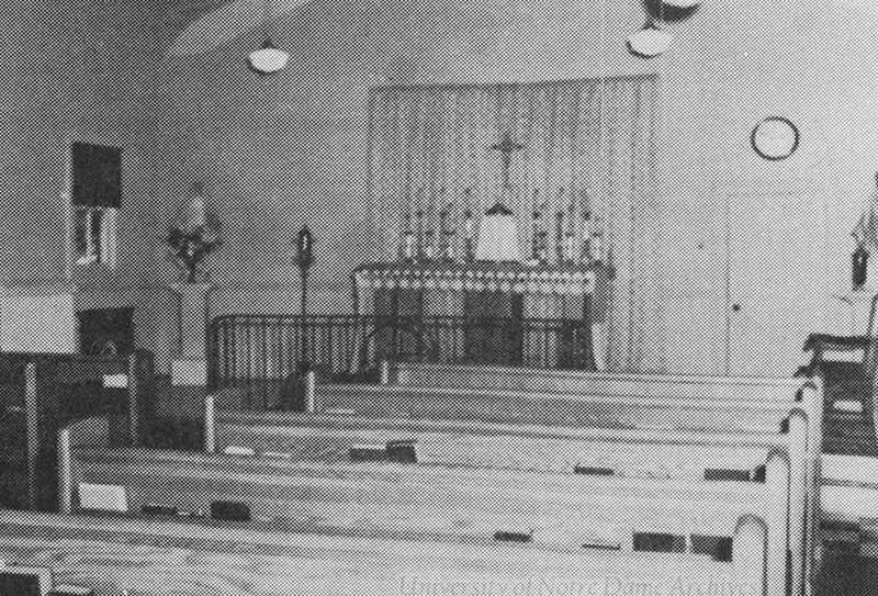 An archival photo of inside a chapel.