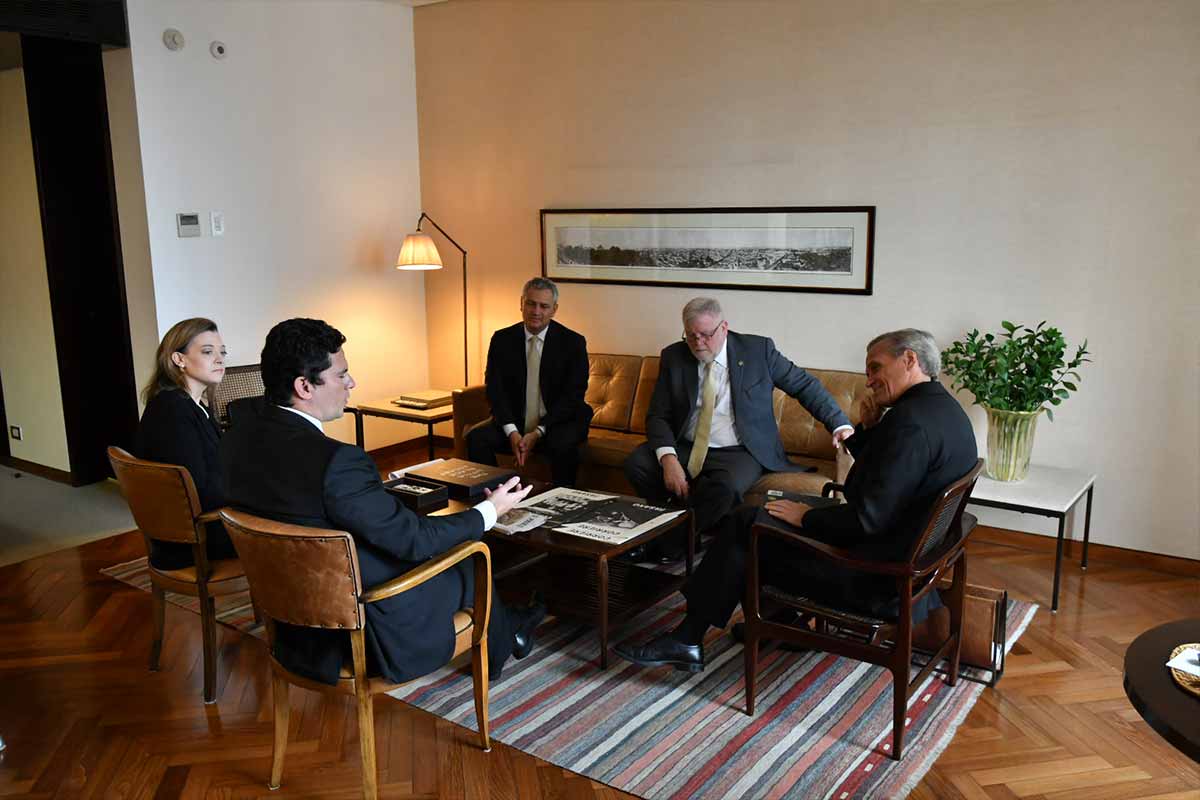 University president Rev. John I. Jenkins, C.S.C. meets with Brazilian judge and Notre Dame Award recipient Sergio Moro, October 2, 2017.