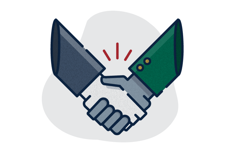 An illustration of a handshake.