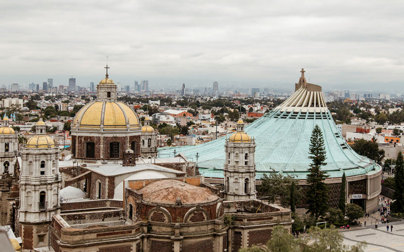 Aerial view of Our Lady of Guadalupe church in Mexico