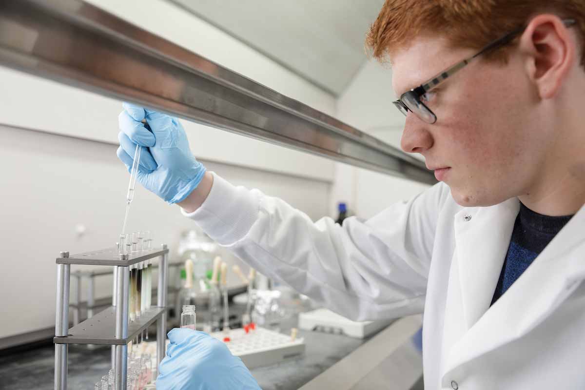 Keith O’Connor, in Berke’s lab extracting organic material from mud samples