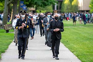 Fr. Jenkins marches with protestors in support of Black Lives Matter.