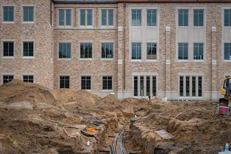 Geothermal trenches outside McCourtney Hall, March 2016.