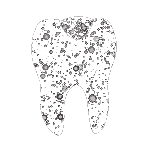 A tooth with a filling made of stars.