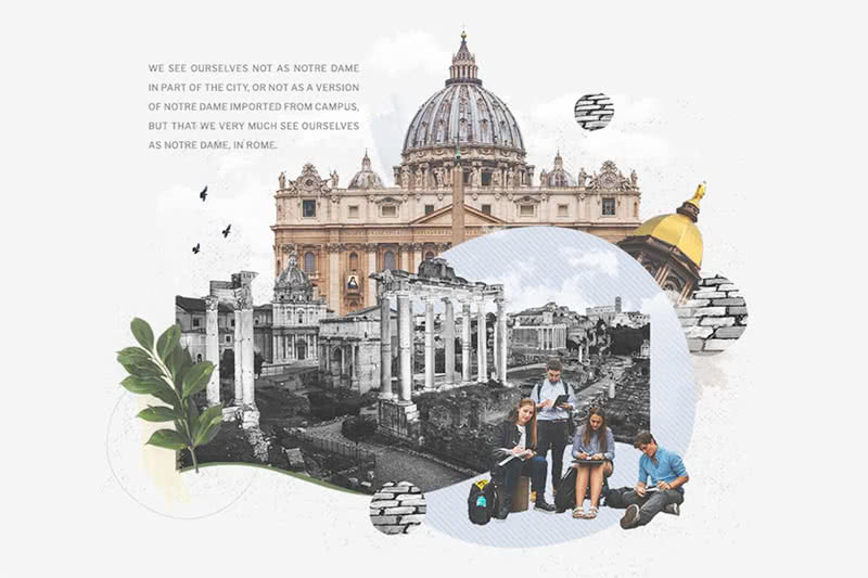 An artistic graphical representation of the mix of Rome and Notre Dame.
