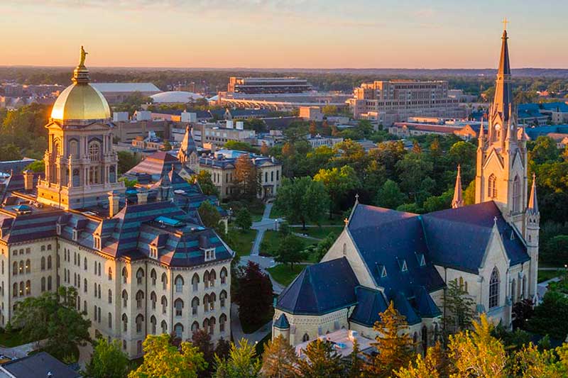 Notre Dame campus aerial view.