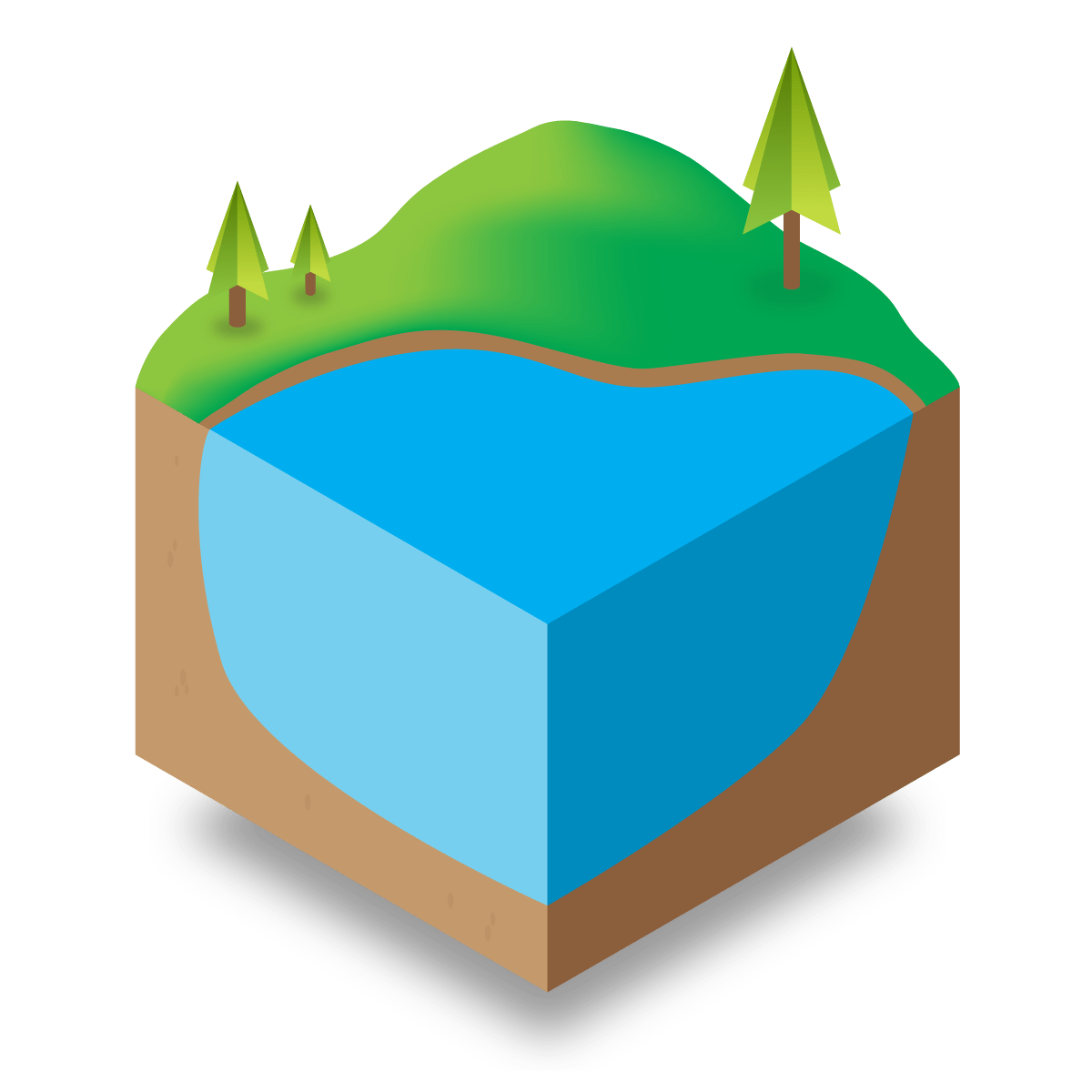 Diagram showing runoff from higher grounds settled in lower basins.