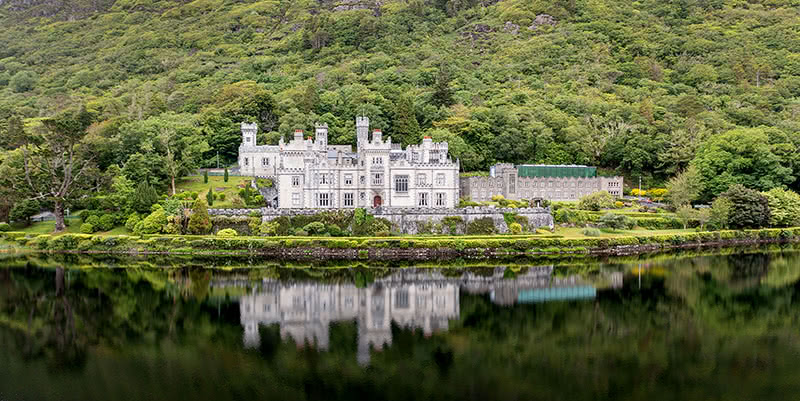 View from across the lake of Kylemore Abbey