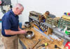 Eugene Heyse disassembles the test sections for the hypersonic nozzle.