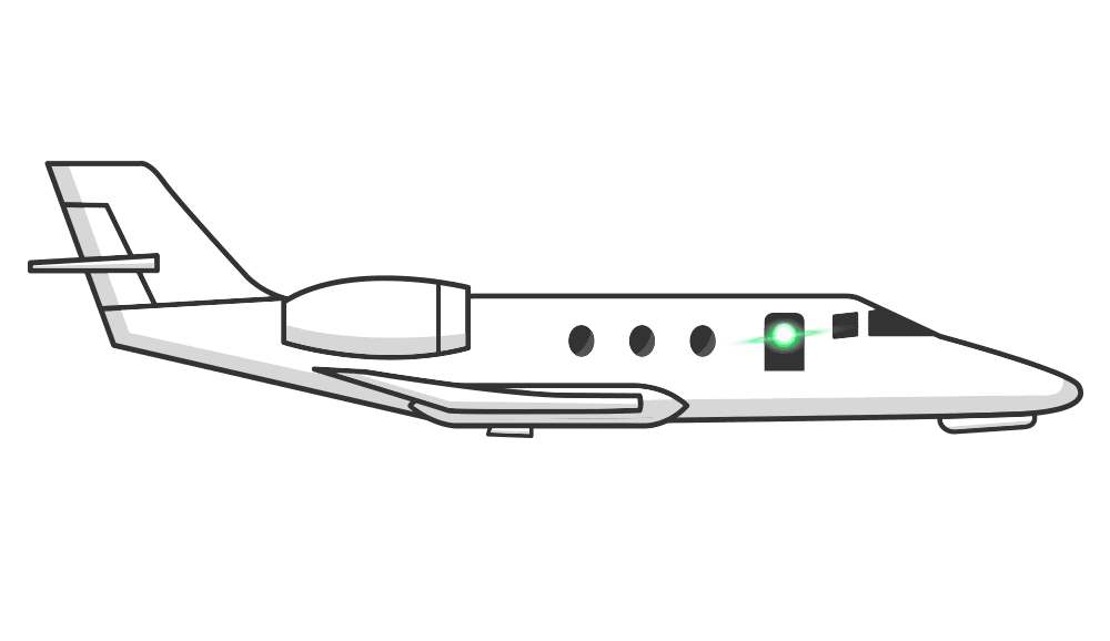 Falcon 10 aircraft with laser-based communication system.