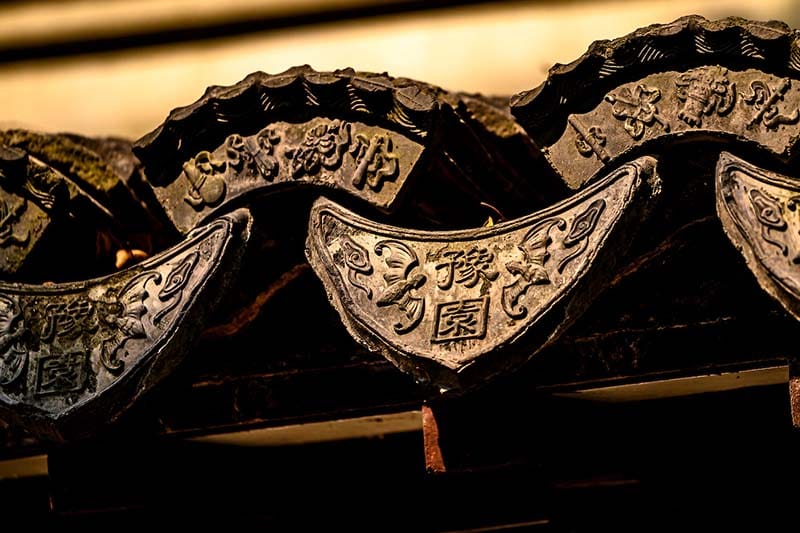 Close-up of ornate temple design.