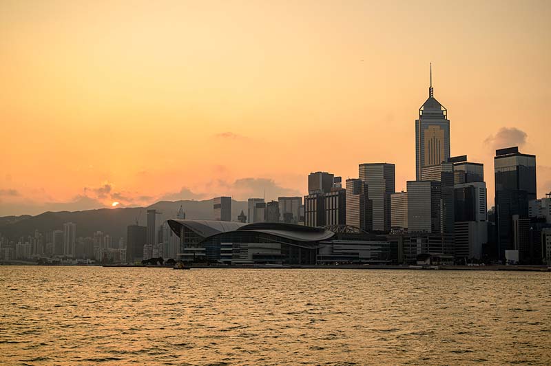 Hong Kong skyline at sunrise