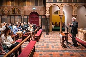 A worship service in the Notre Dame-Newman Centre.