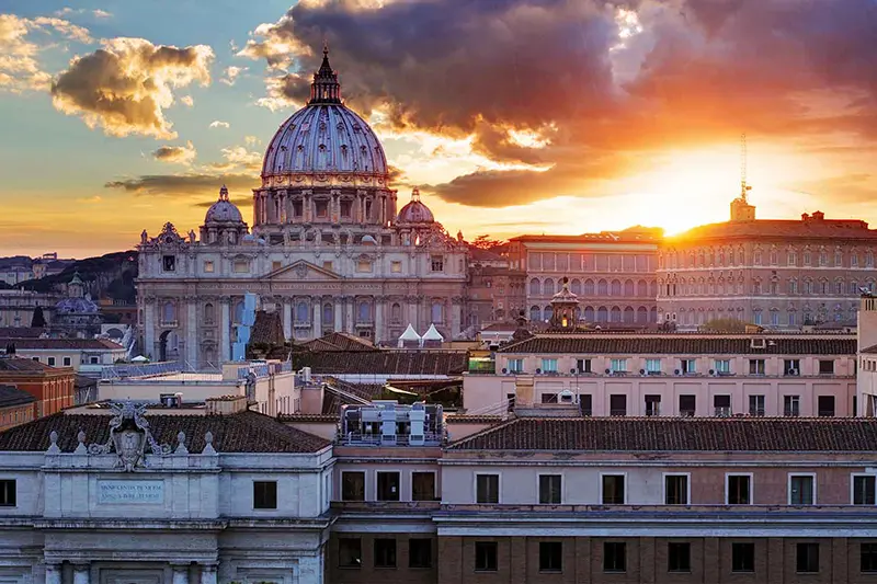 Sunset view of the Vatican building