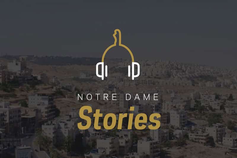 Notre Dame Stories podcast logo.