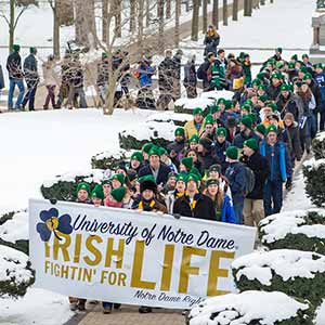 Jan. 22, 2016; The Notre Dame March For Life 2016 took place on campus with a Mass at the Basilica of the Sacred Heart followed by a march across campus and a rally at the Main Building. The student trip to Washington D.C. was cancelled due to extreme weather conditions on the east coast. (Photo by Matt Cashore/University of Notre Dame)