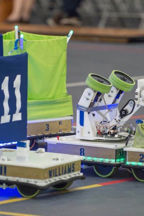 Students from the College of Engineering host a robotic football exhibition game at Stepan Center.