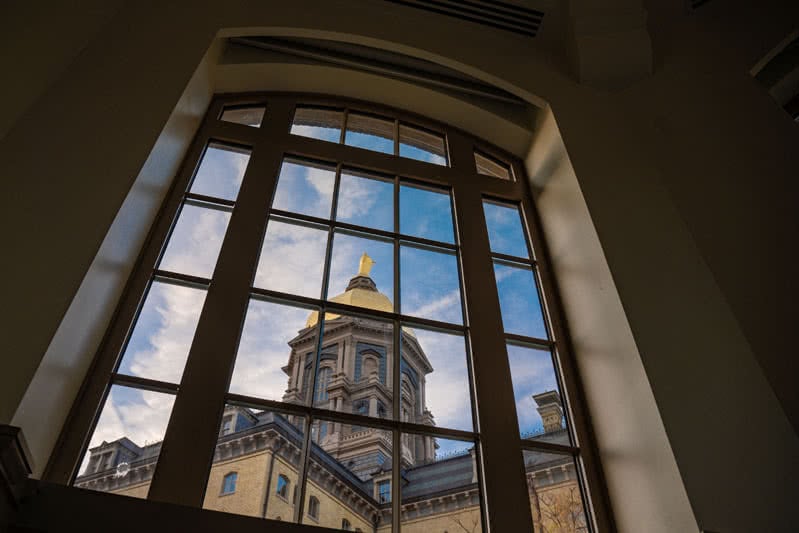 View of the Dome through a window in Remick  Hall