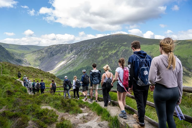 Notre Dame students hike at Glendalough Valley