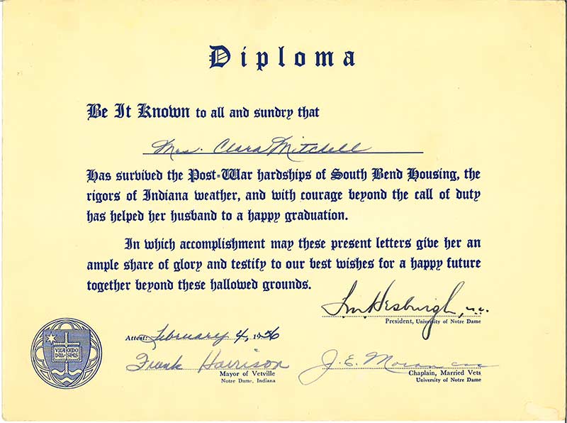 Diploma created for Vetville wives.