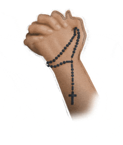 Praying hands holding rosary