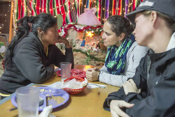 People talking at table