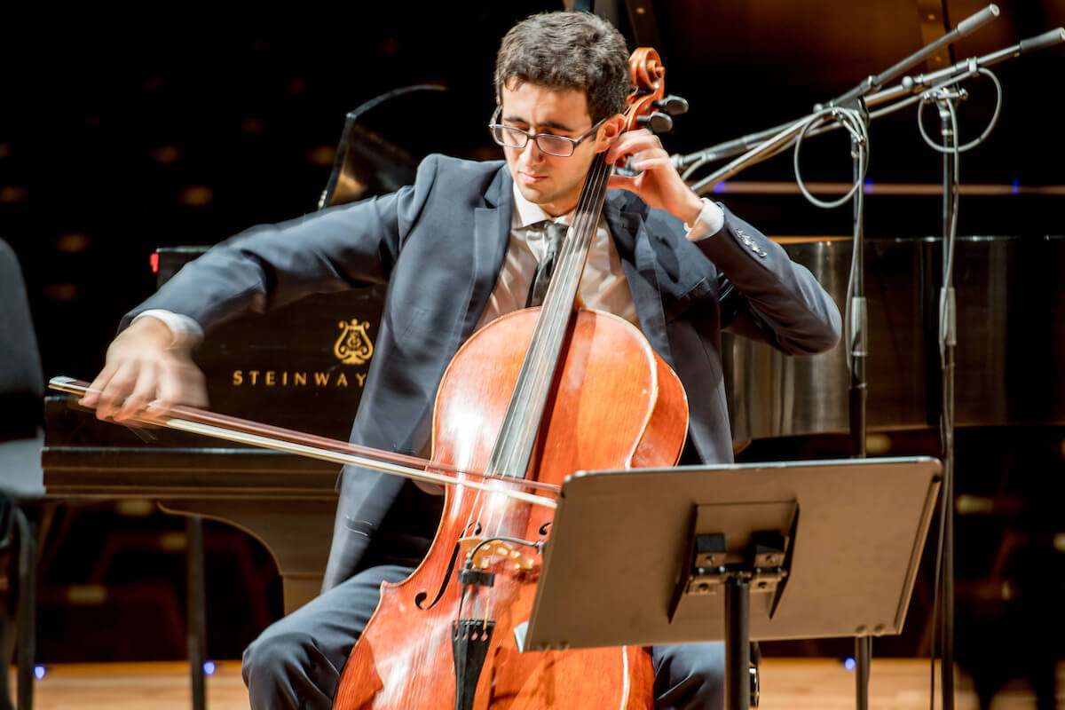 Music major Alex Mansour gives a cello recital in the Leighton Concert Hall.