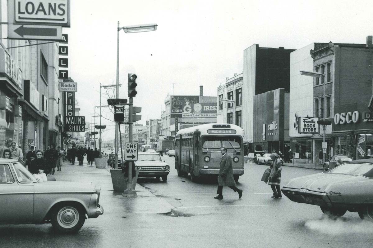Michigan Street around Jefferson Street, 1968