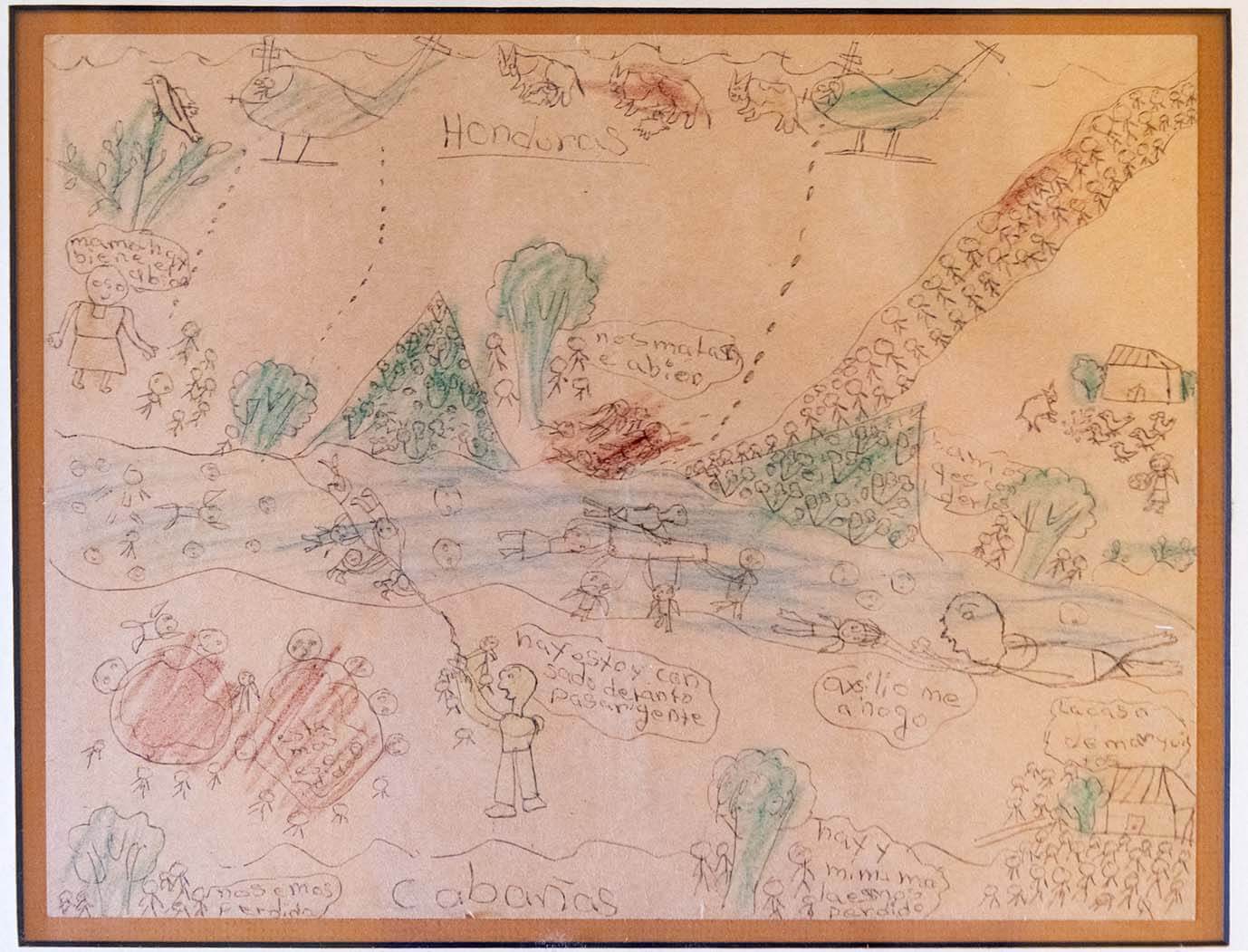 Drawing by a child depicting violence in Honduras.