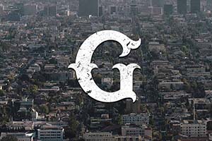 The letter G in front of aerial view of Los Angeles.