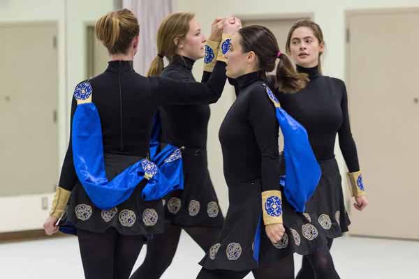 Members of the ND-SMC Irish Dance Céilí Team rehearse.