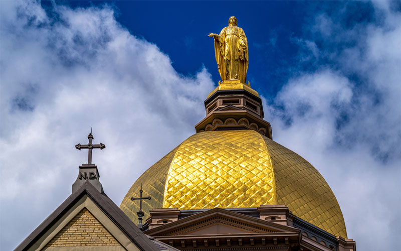 A close up view of the Golden Dome.