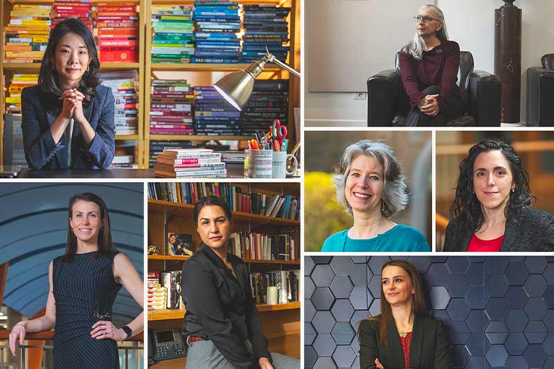 A photo collage of seven women faculty members.