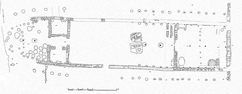 Architectural ground plan illustration of Toumba building