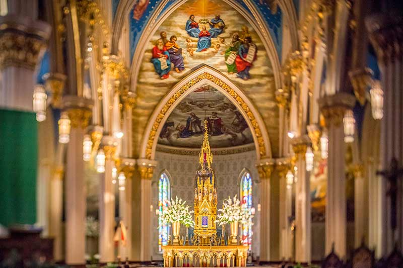 Detail of the inside of the Basilica at Notre Dame.