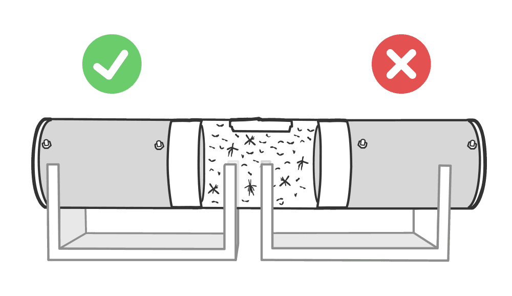 The mosquito chamber with repellant on one side and attractants on the other. Mosquitoes are held in the middle chamber.