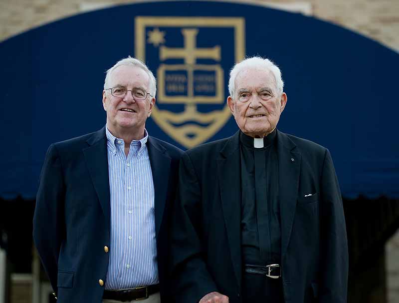 Tom Scanlon poses with President Emeritus Rev. Theodore Hesburgh, C.S.C.
