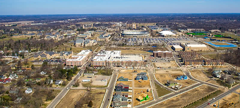 Aerial view of where Eddy Street Commons was to be built before project began.