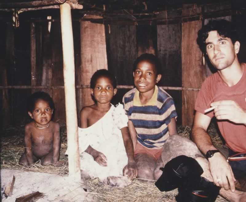 Agustín Fuentes and three children
