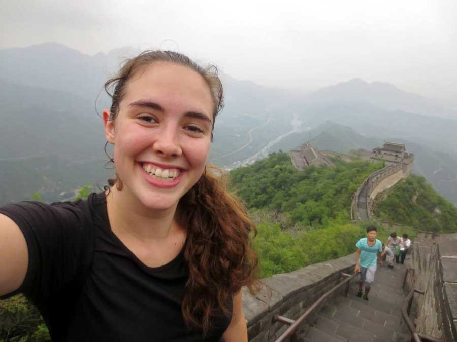 Notre Dame undergraduate Emily Vincent at the Great Wall of China.